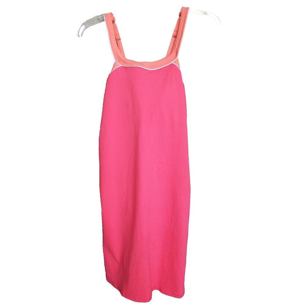 Lands' End Pink/Orange High Neck One Piece Swim Dress Size 14